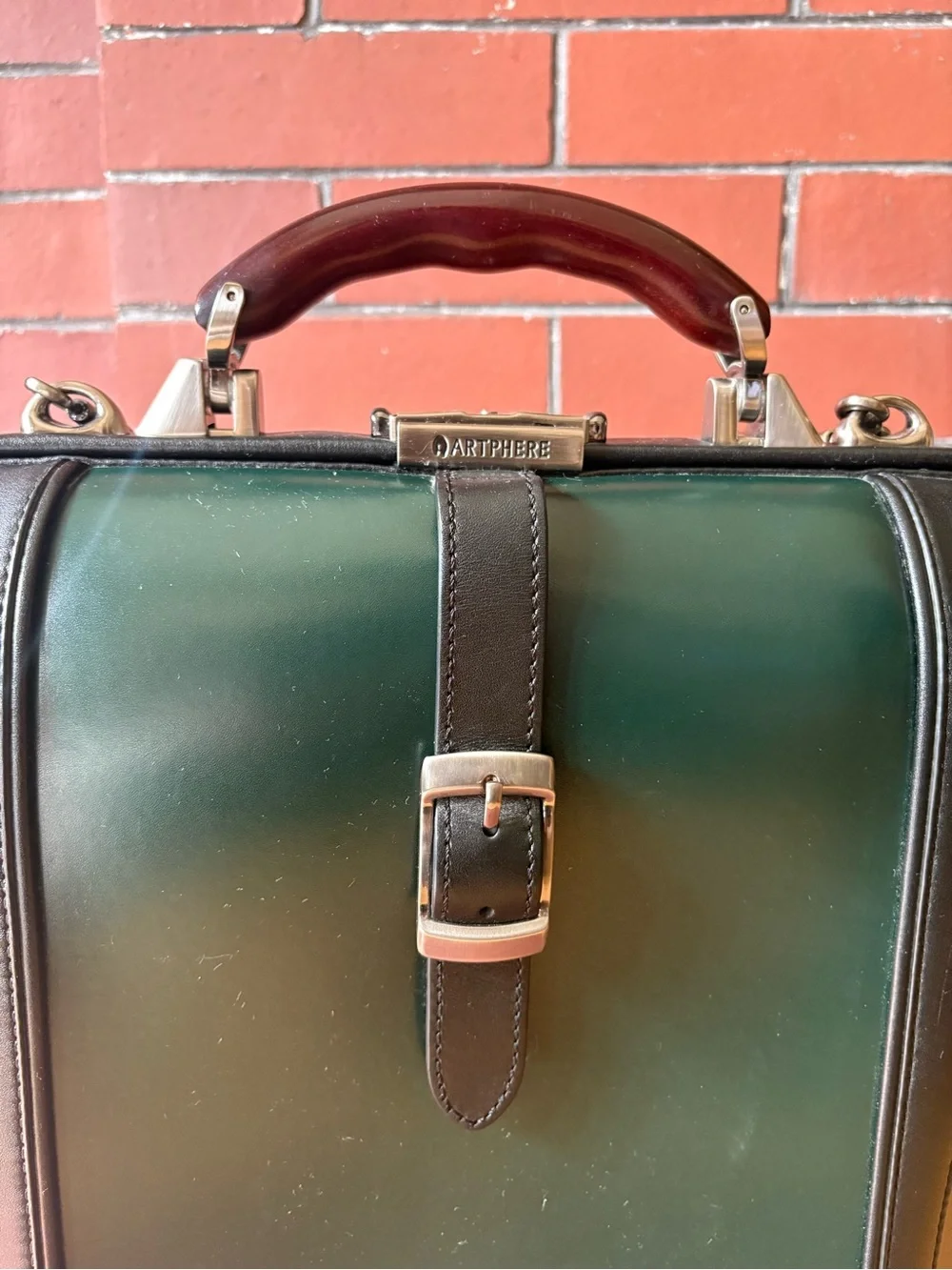 Green Japanese Leather Briefcase Backpack Bag